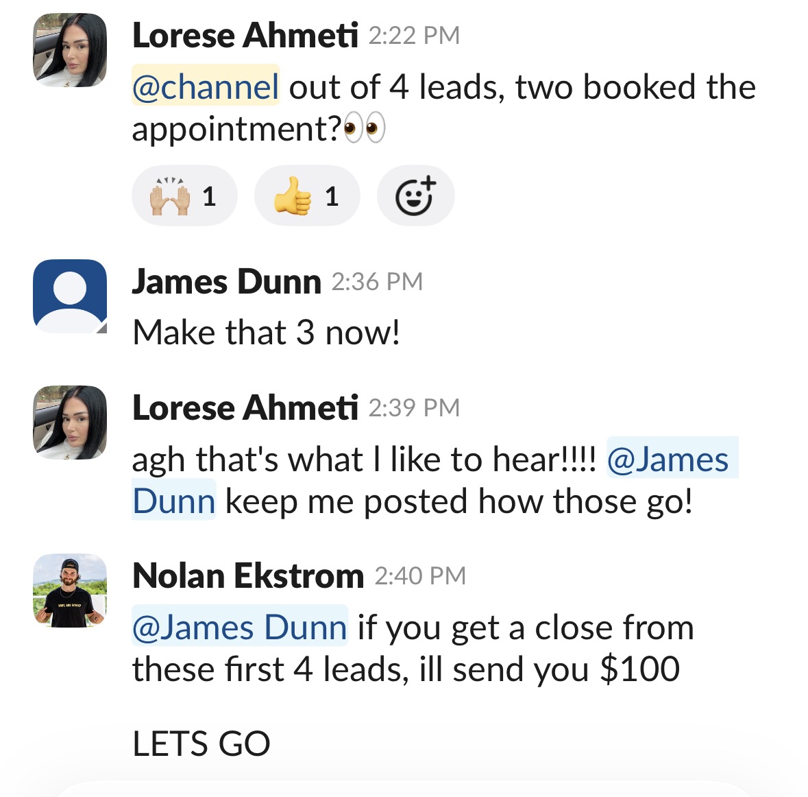 Client update: 3 of the first 4 leads booked appointments